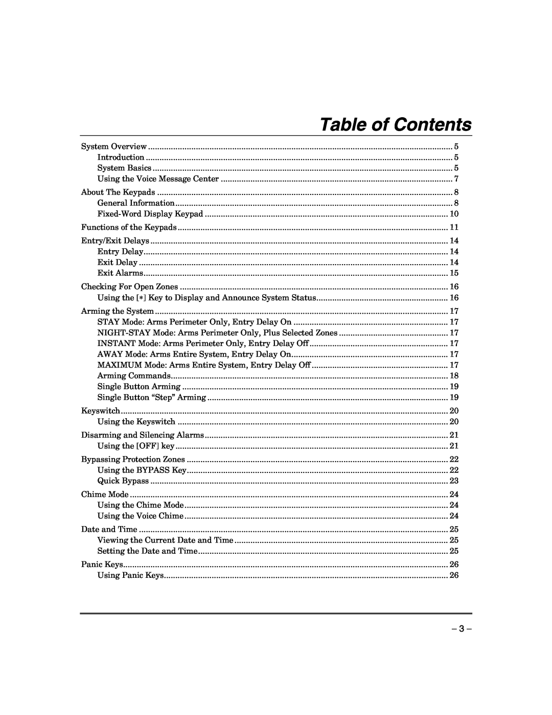 Honeywell VISTA-21IPSIA manual Table of Contents 
