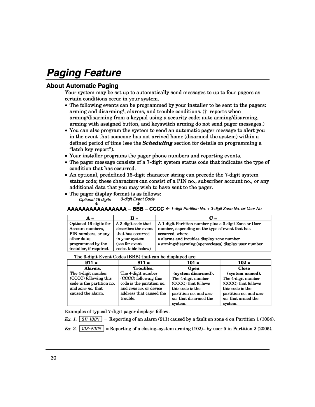 Honeywell VISTA-21IPSIA manual Paging Feature, About Automatic Paging 
