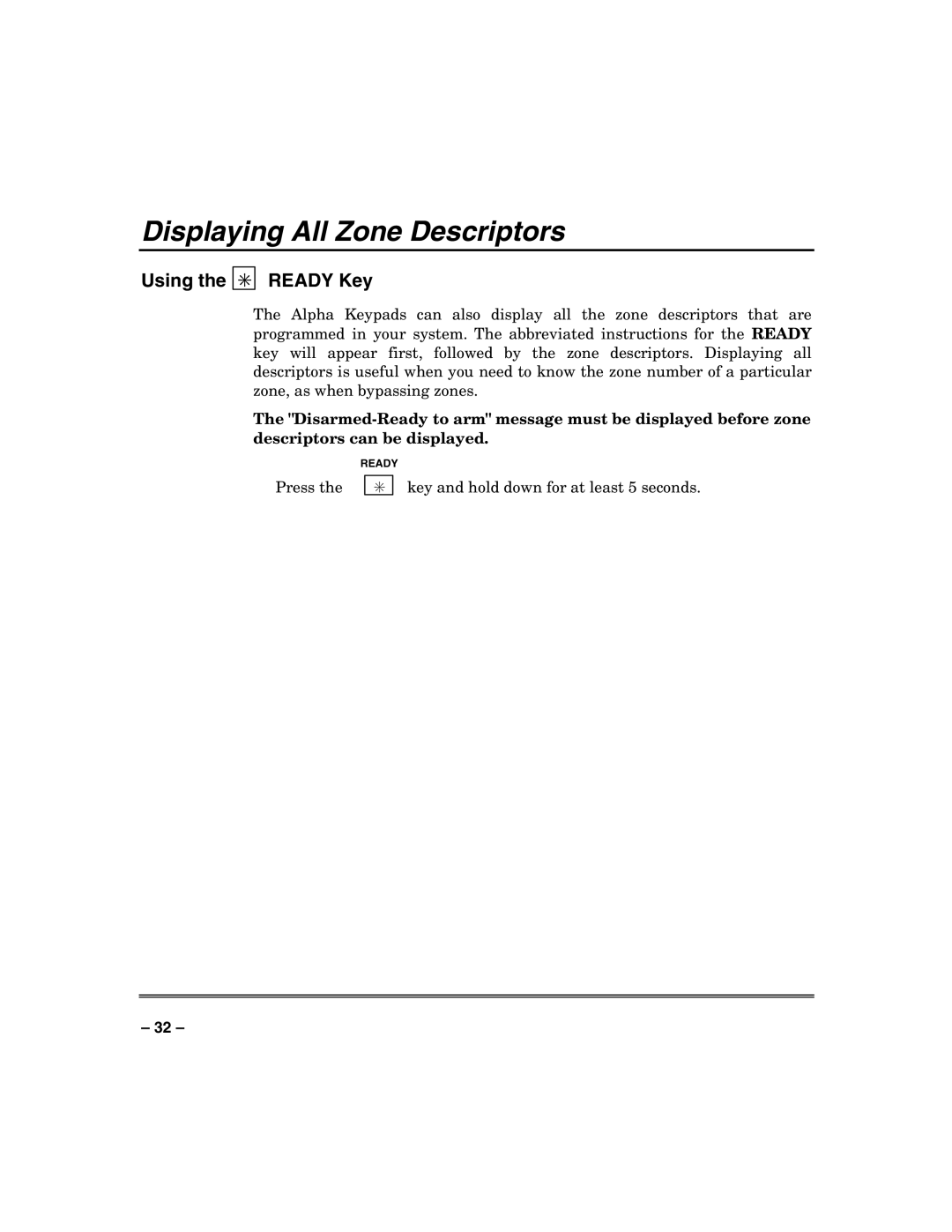 Honeywell VISTA-250BP, VISTA-128BP manual Displaying All Zone Descriptors 