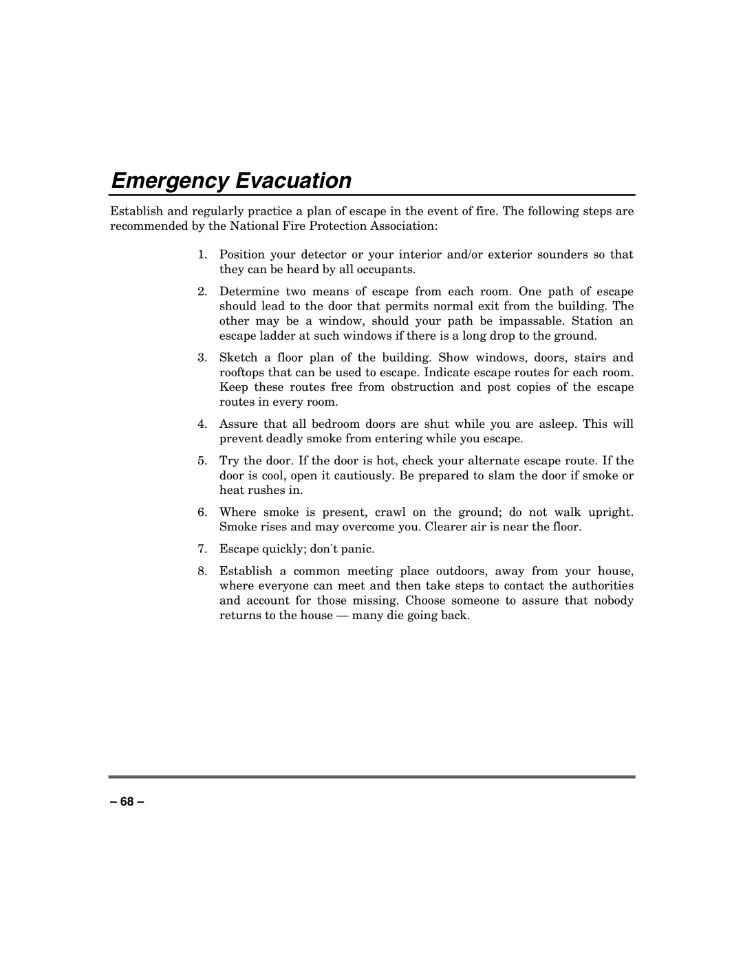 Honeywell VISTA-250BP, VISTA-128BP manual Emergency Evacuation 