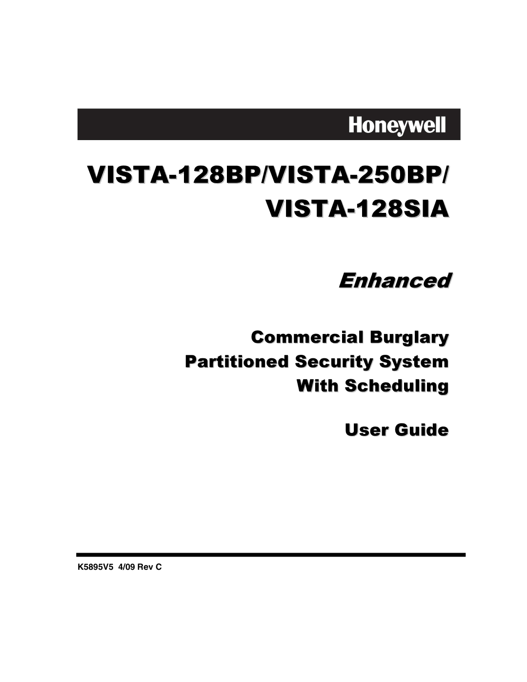 Honeywell manual VISTA-128BP/VISTA-250BP/ VISTA-128SIA 