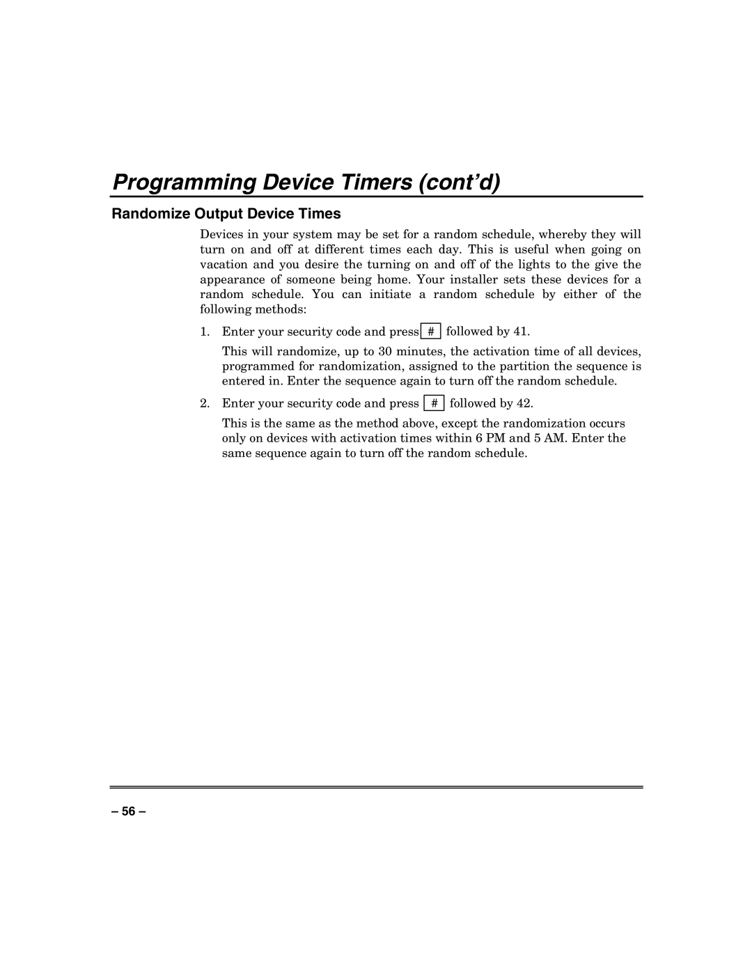 Honeywell VISTA-128BP, VISTA-250BP, VISTA-128SIA manual Randomize Output Device Times 