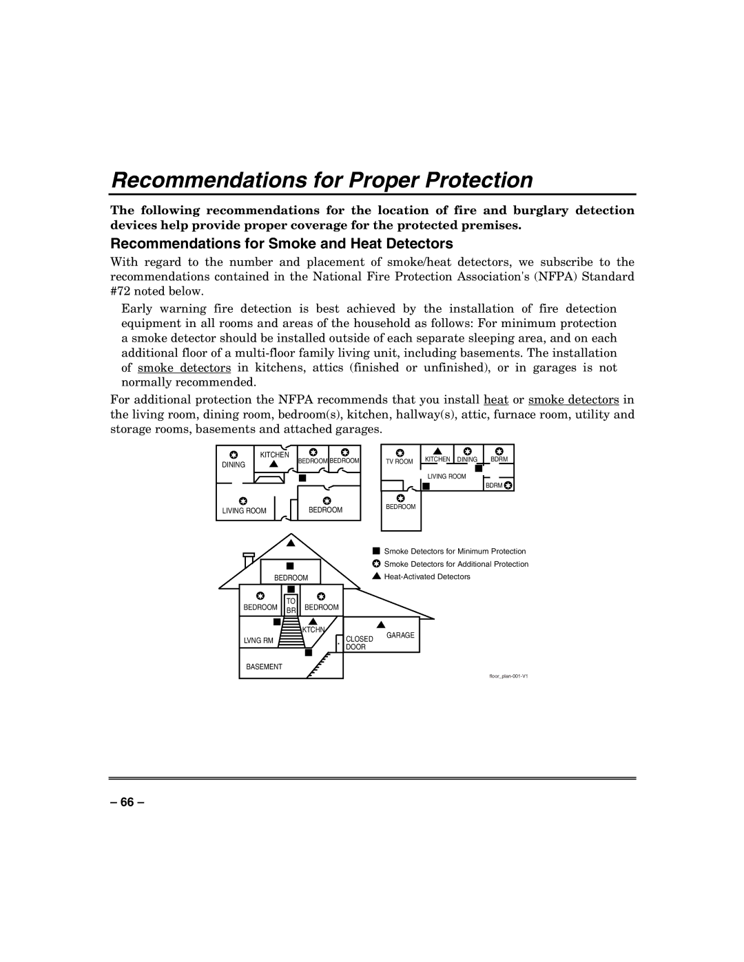 Honeywell VISTA-250BP, VISTA-128SIA Recommendations for Proper Protection, Recommendations for Smoke and Heat Detectors 