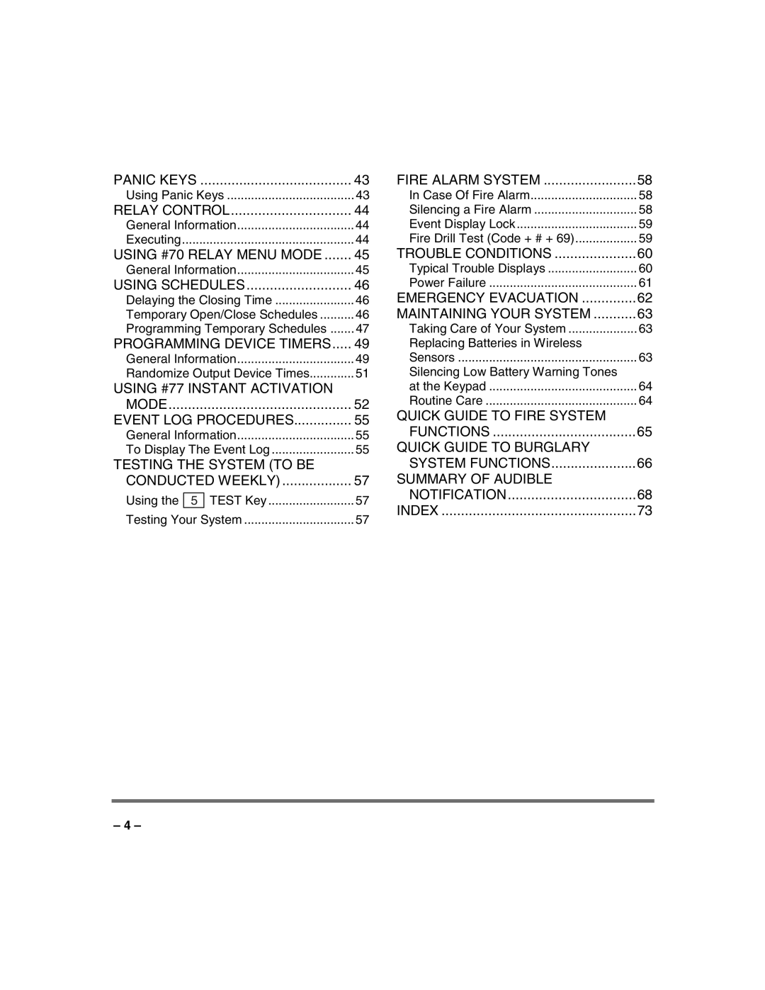 Honeywell VISTA-250FBP, VISTA-128FBP manual Panic Keys 