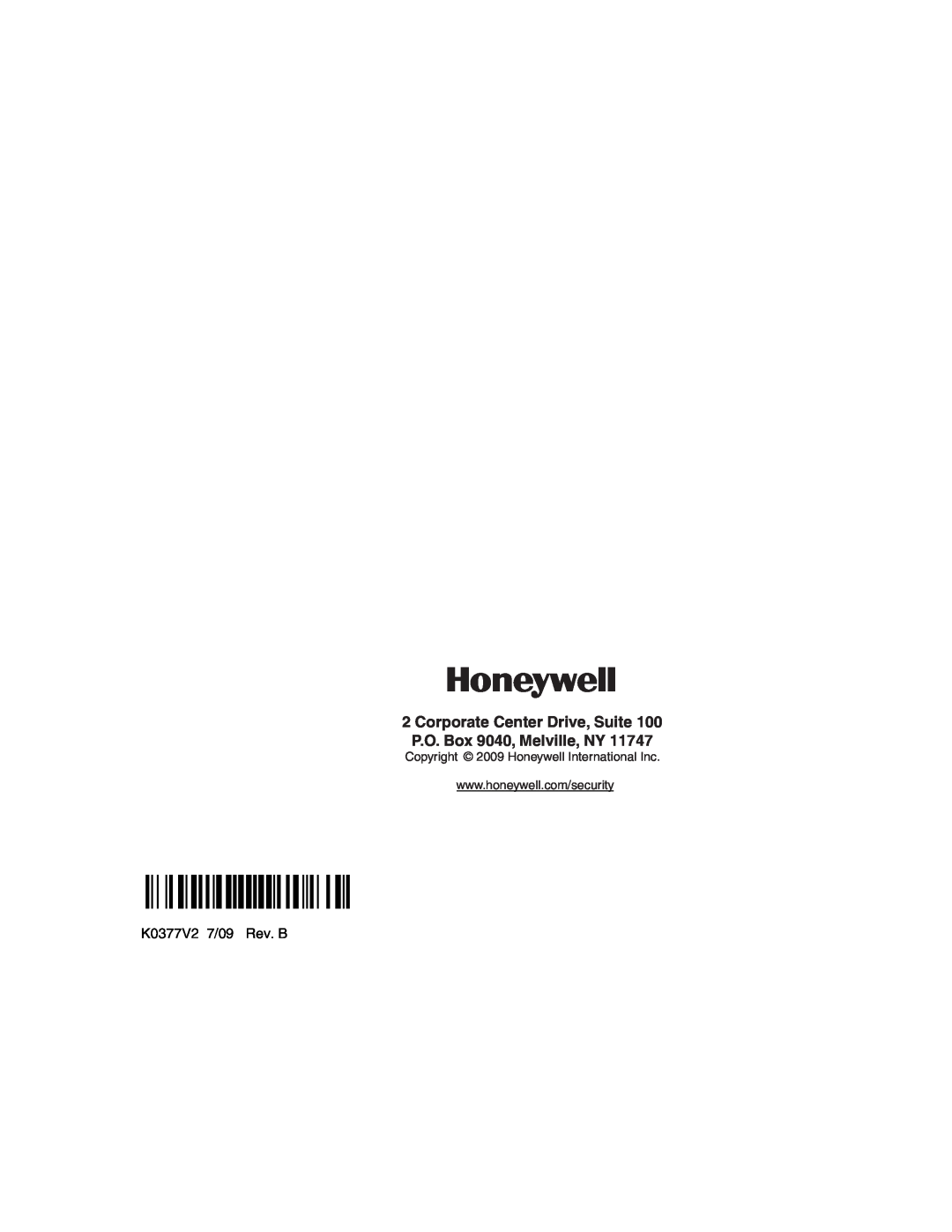 Honeywell VISTA-250FBP, VISTA-128FBP manual ÊK0377V2eŠ, Corporate Center Drive, Suite, P.O. Box 9040, Melville, NY 