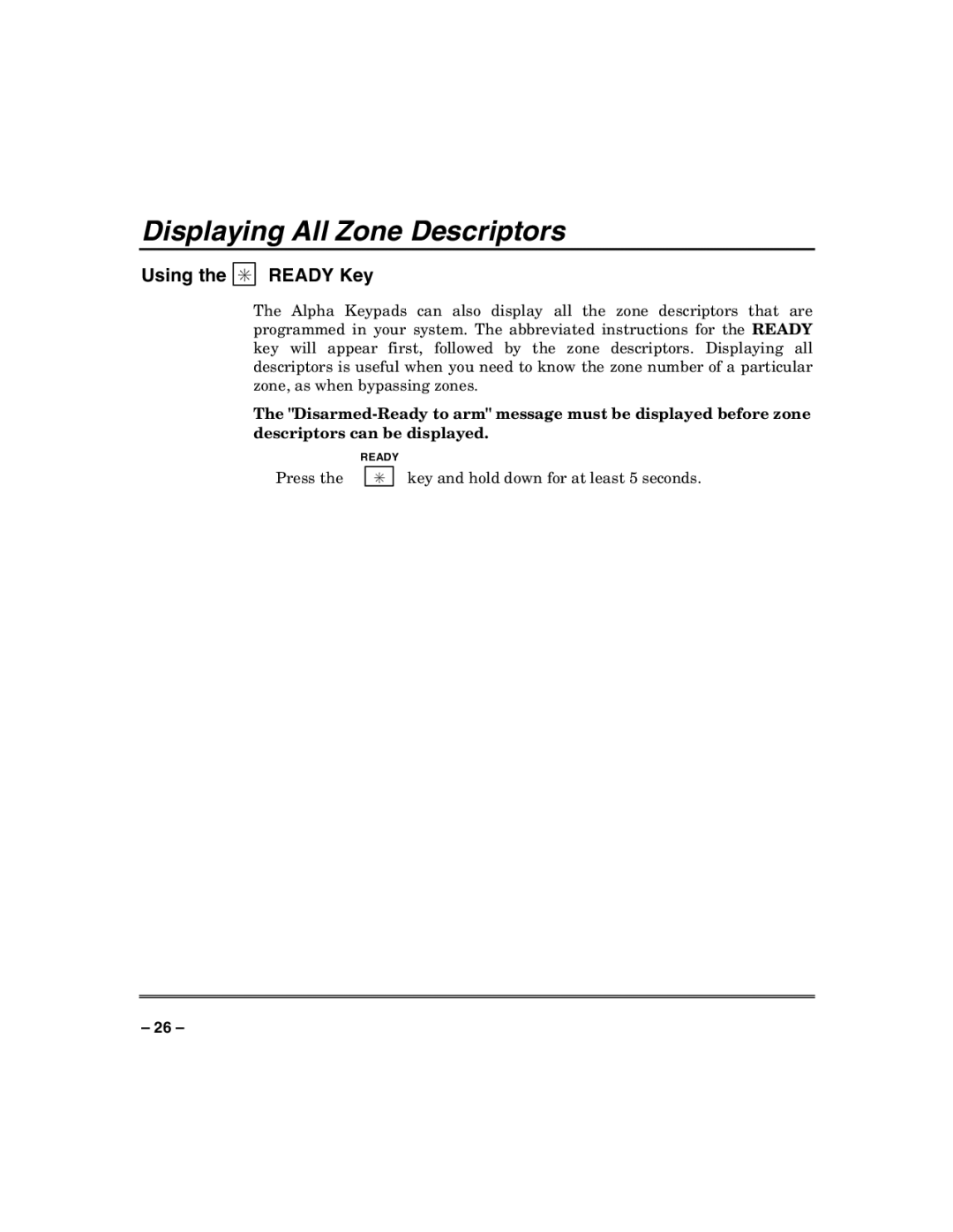 Honeywell VISTA-50PUL manual Displaying All Zone Descriptors 