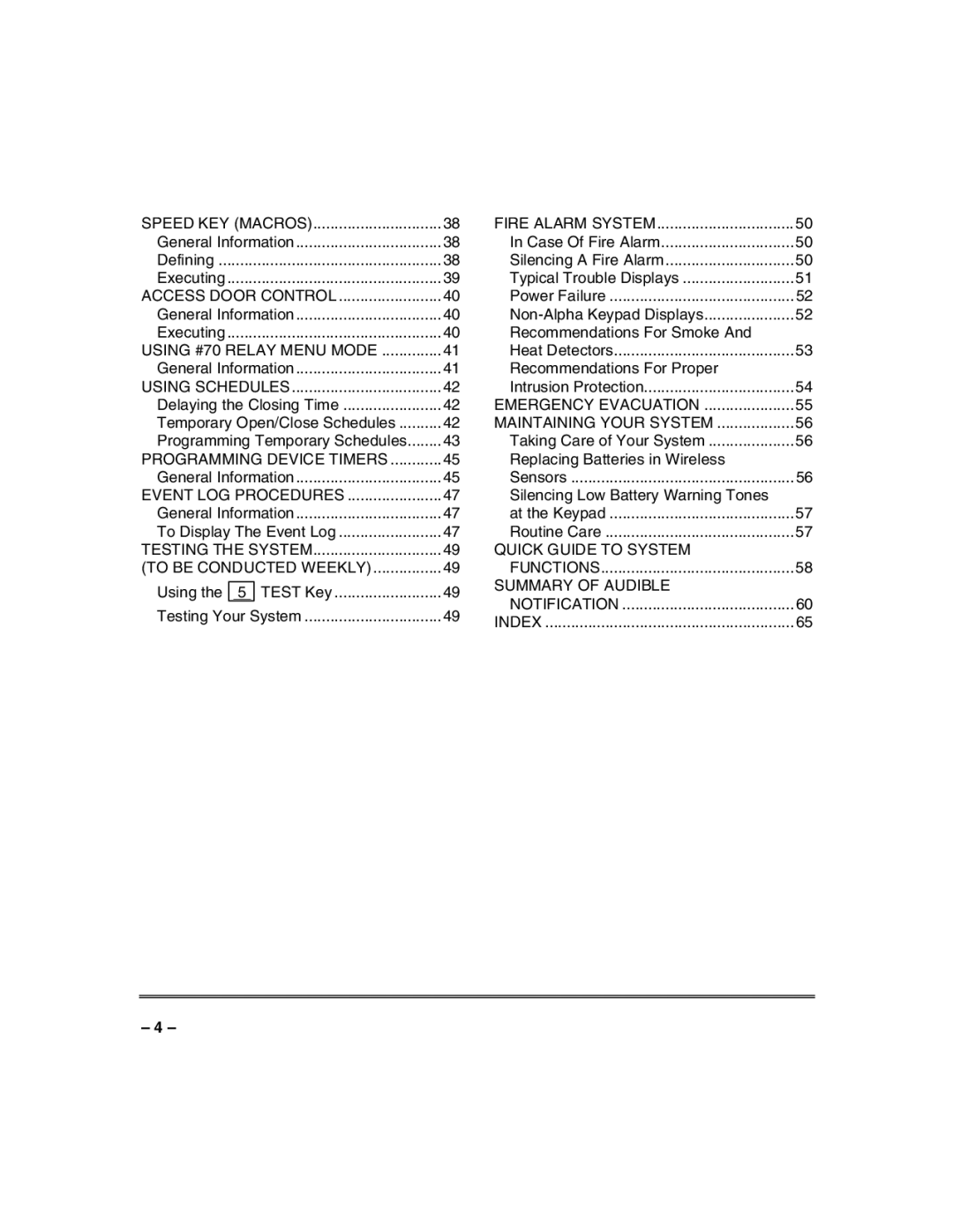 Honeywell VISTA-50PUL manual Fire Alarm System, Using #70 Relay Menu Mode, Emergency Evacuation, Maintaining Your System 