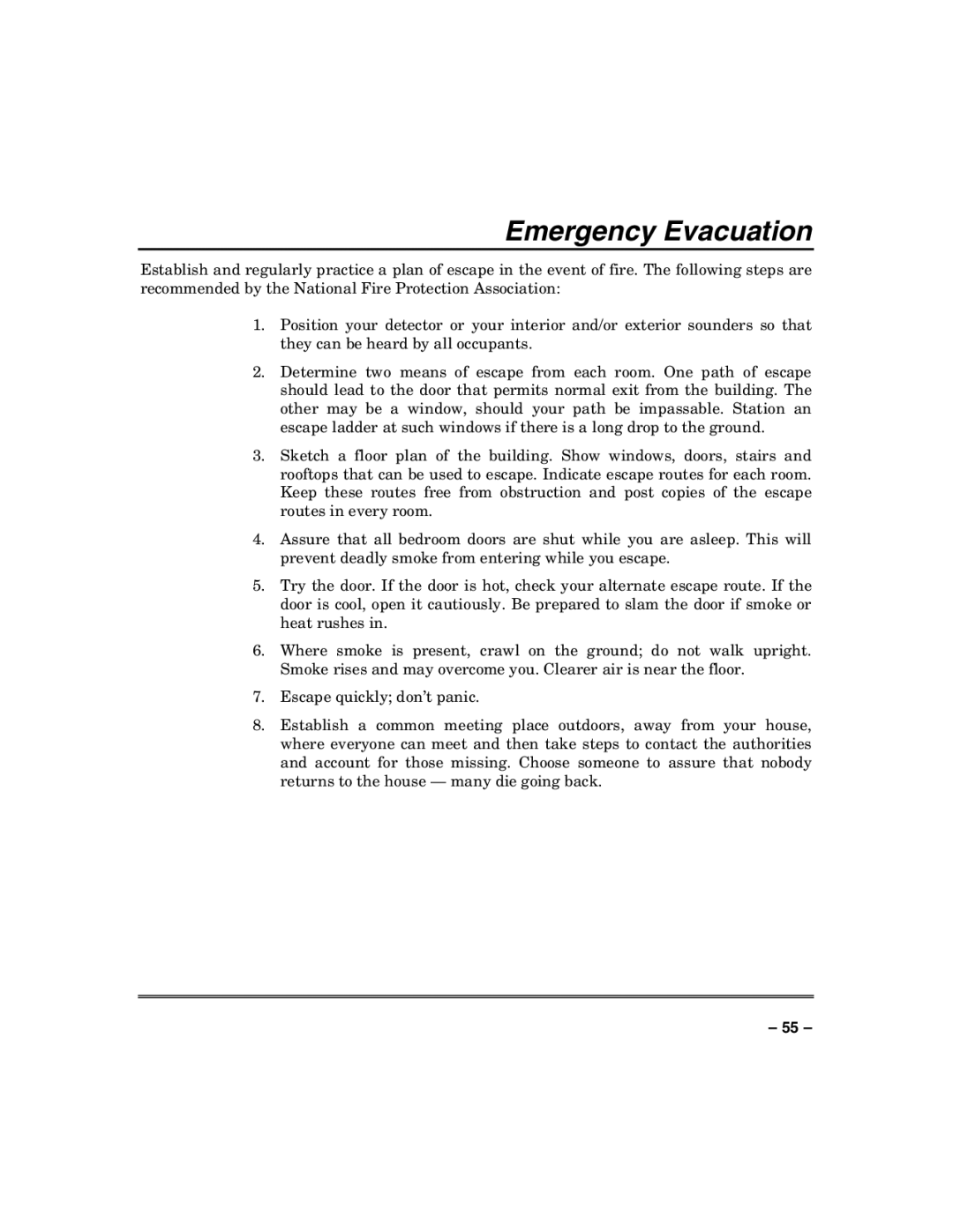 Honeywell VISTA-50PUL manual Emergency Evacuation 