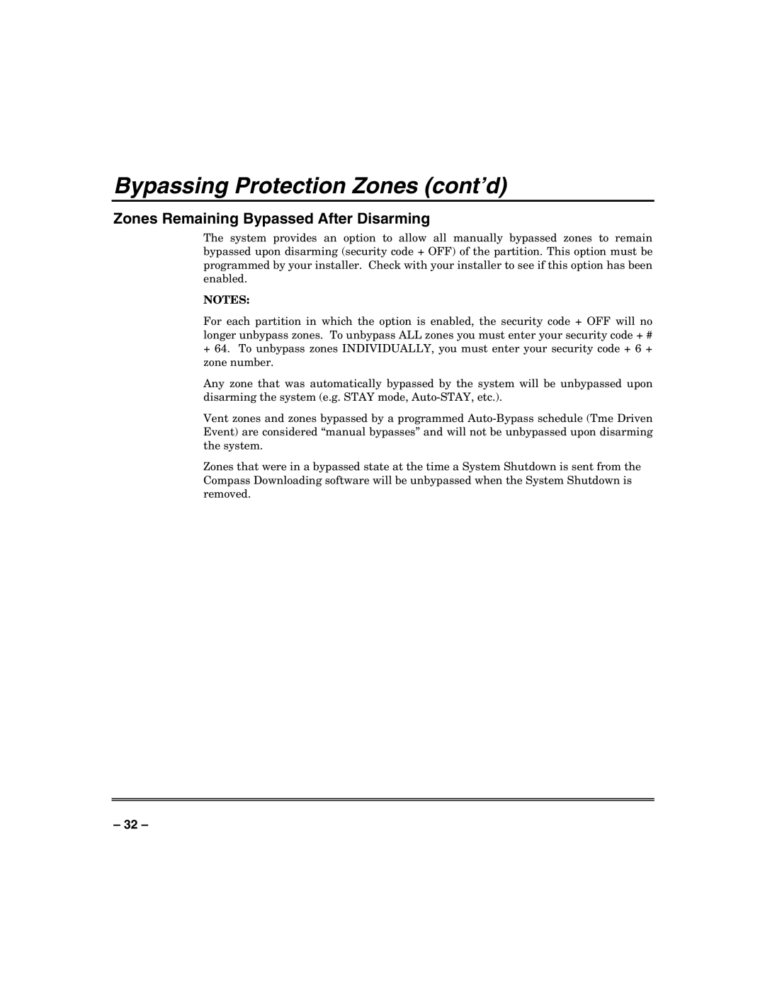 Honeywell 128BPTSIA, VISTA250BPT, VISTA128BPT manual Zones Remaining Bypassed After Disarming 