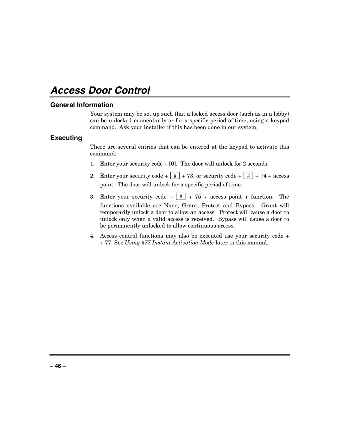 Honeywell VISTA128BPT, VISTA250BPT, 128BPTSIA manual Access Door Control 