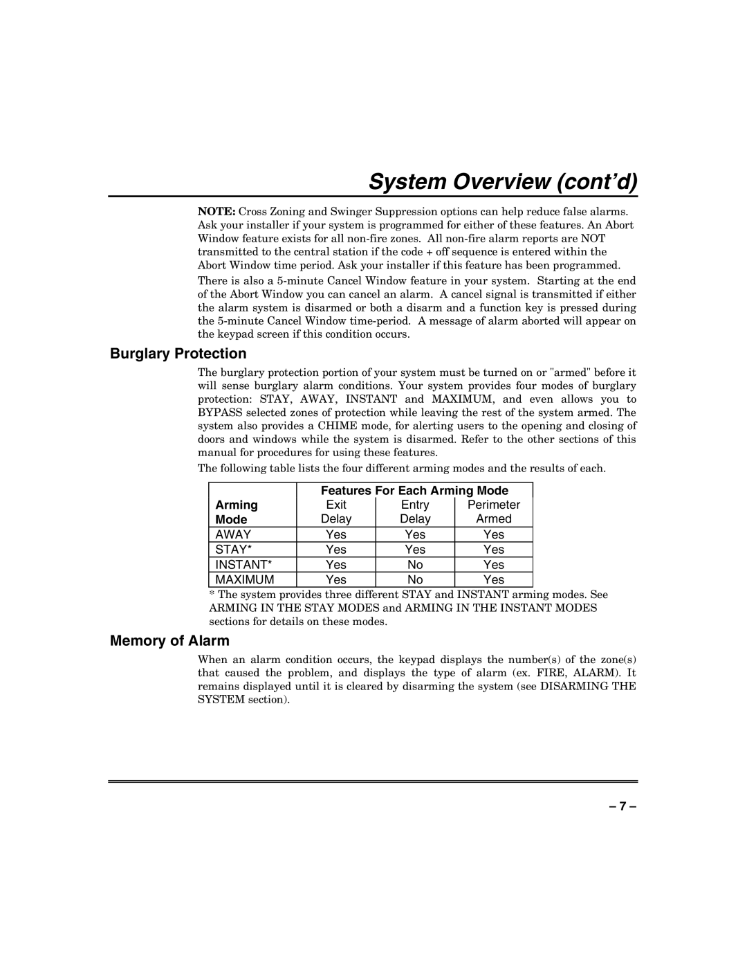 Honeywell VISTA128BPT, VISTA250BPT, 128BPTSIA manual Burglary Protection, Memory of Alarm 