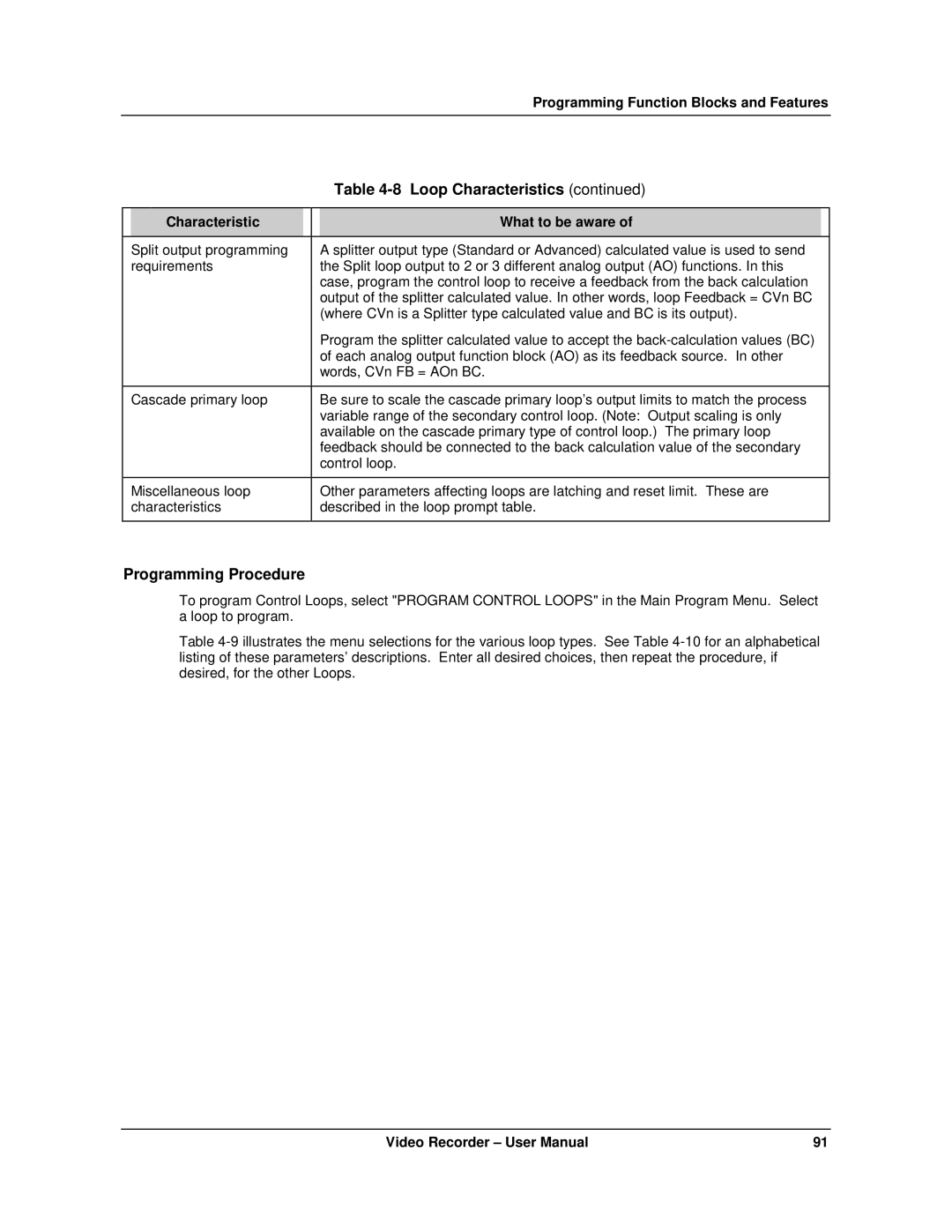 Honeywell VRX180 user manual Programming Procedure 