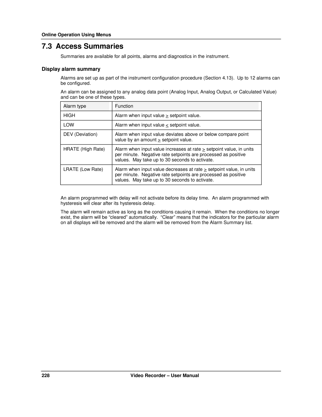 Honeywell VRX180 user manual Access Summaries, Display alarm summary 