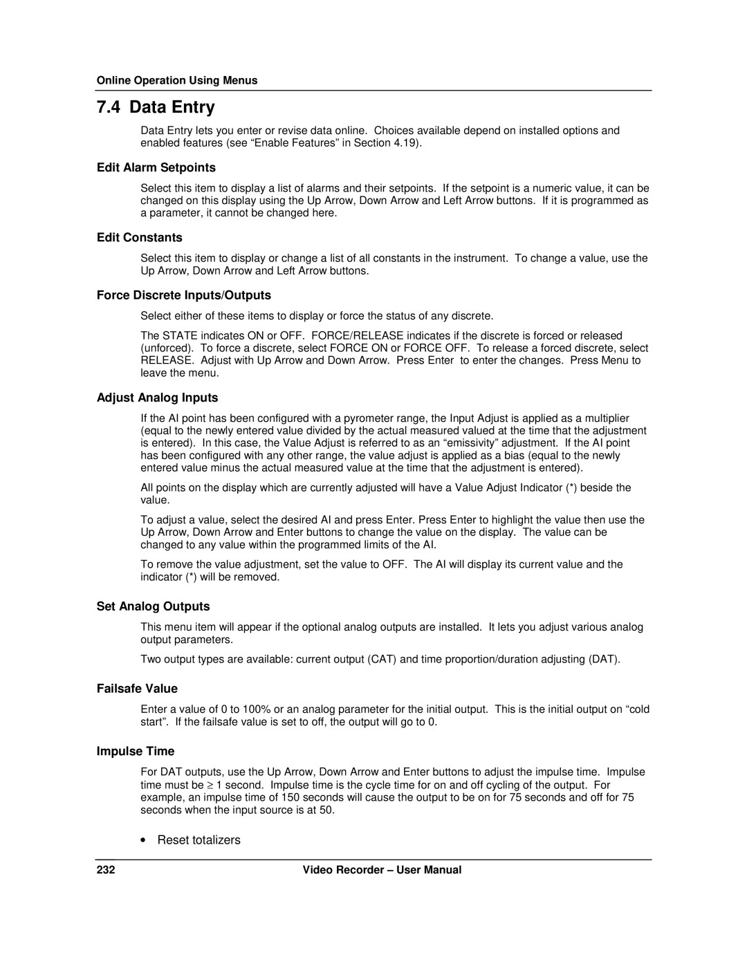 Honeywell VRX180 user manual Data Entry 