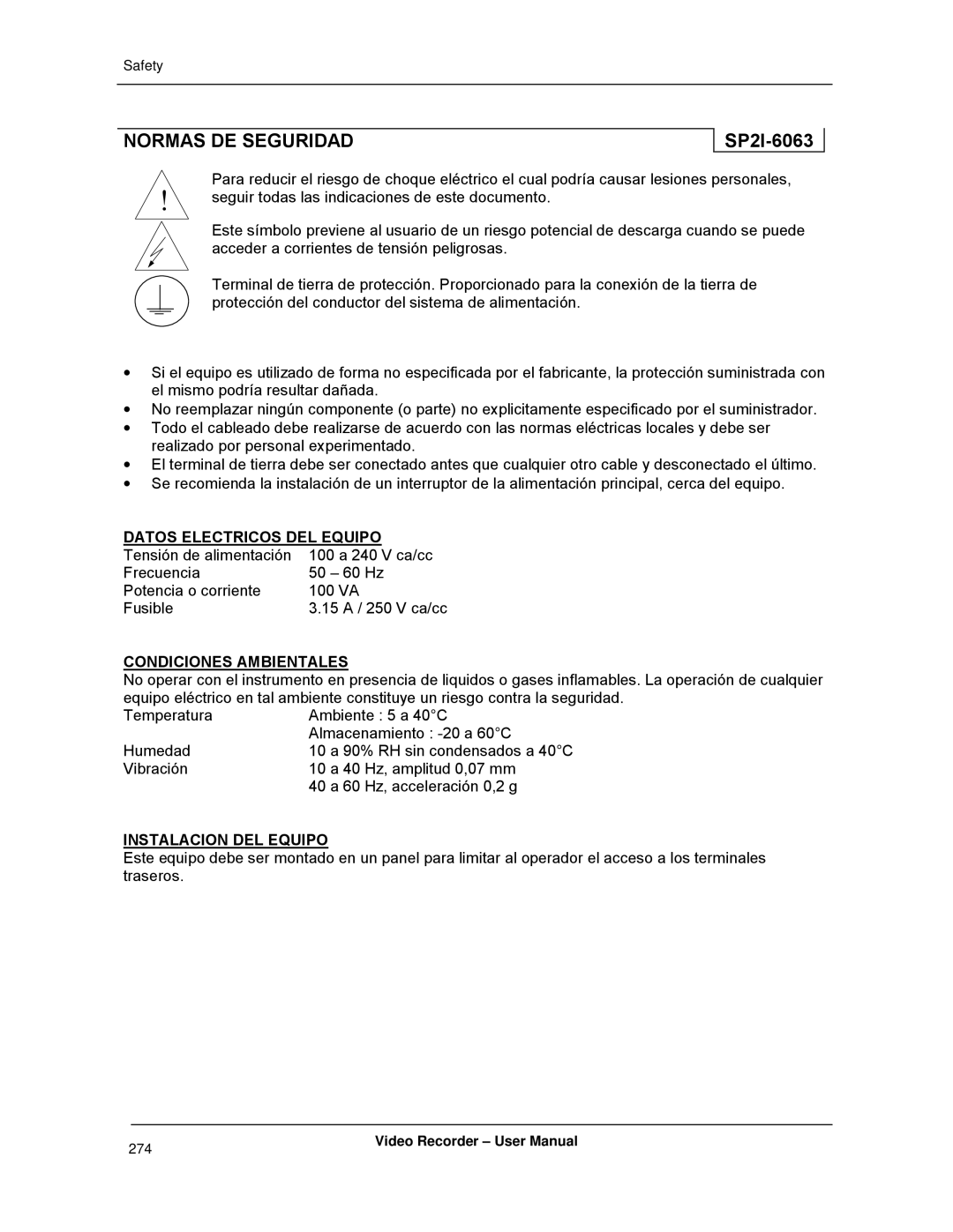 Honeywell VRX180 user manual Normas DE Seguridad, SP2I-6063 