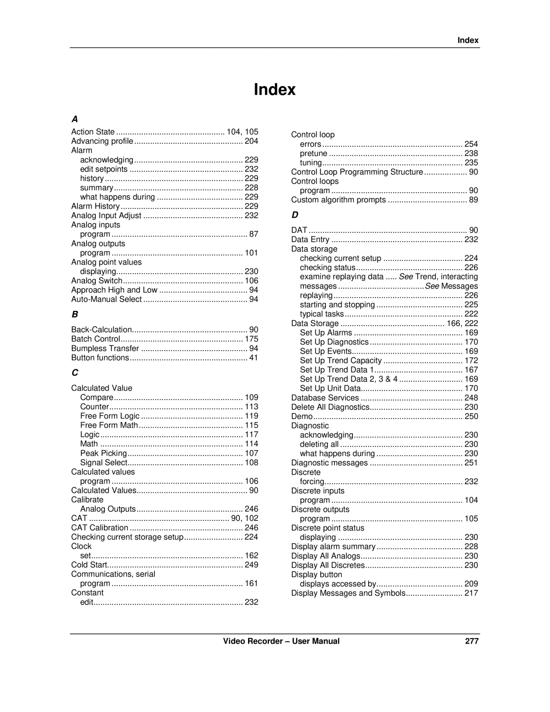 Honeywell VRX180 user manual Index 