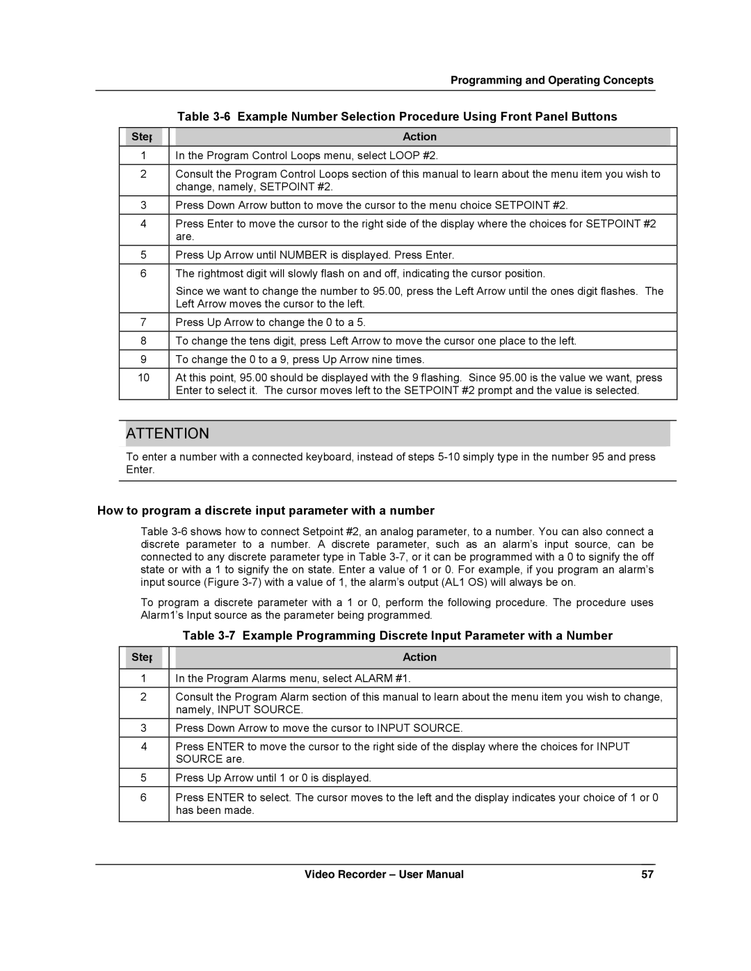 Honeywell VRX180 user manual How to program a discrete input parameter with a number 