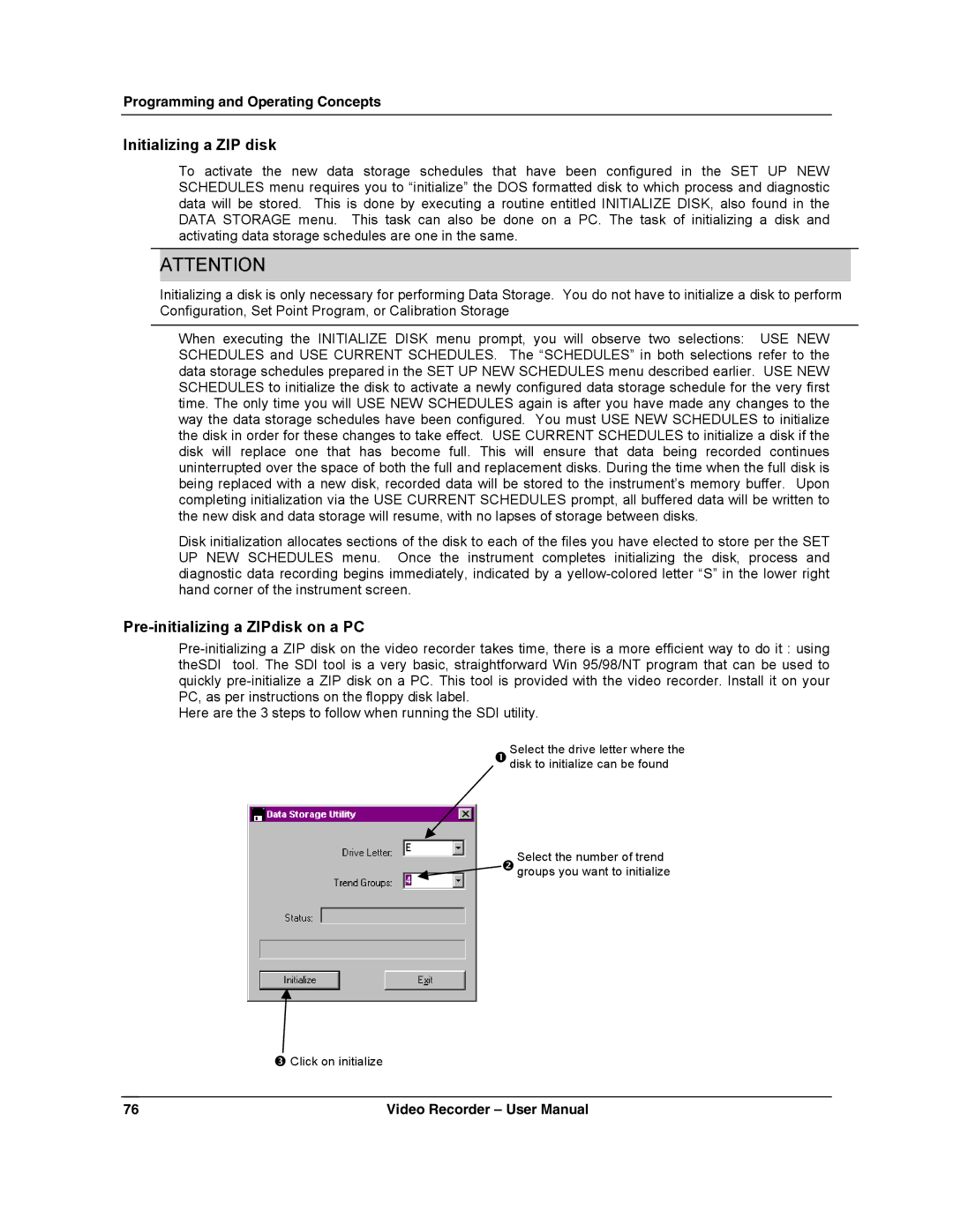 Honeywell VRX180 user manual Initializing a ZIP disk, Pre-initializing a ZIPdisk on a PC 