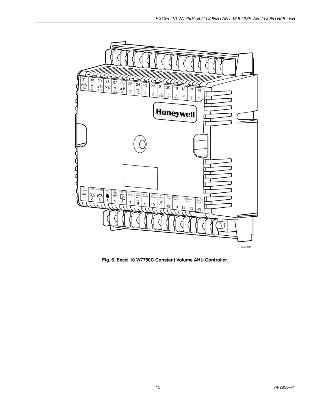 Honeywell W7750A specifications Excel 10 W7750C Constant Volume AHU Controller 