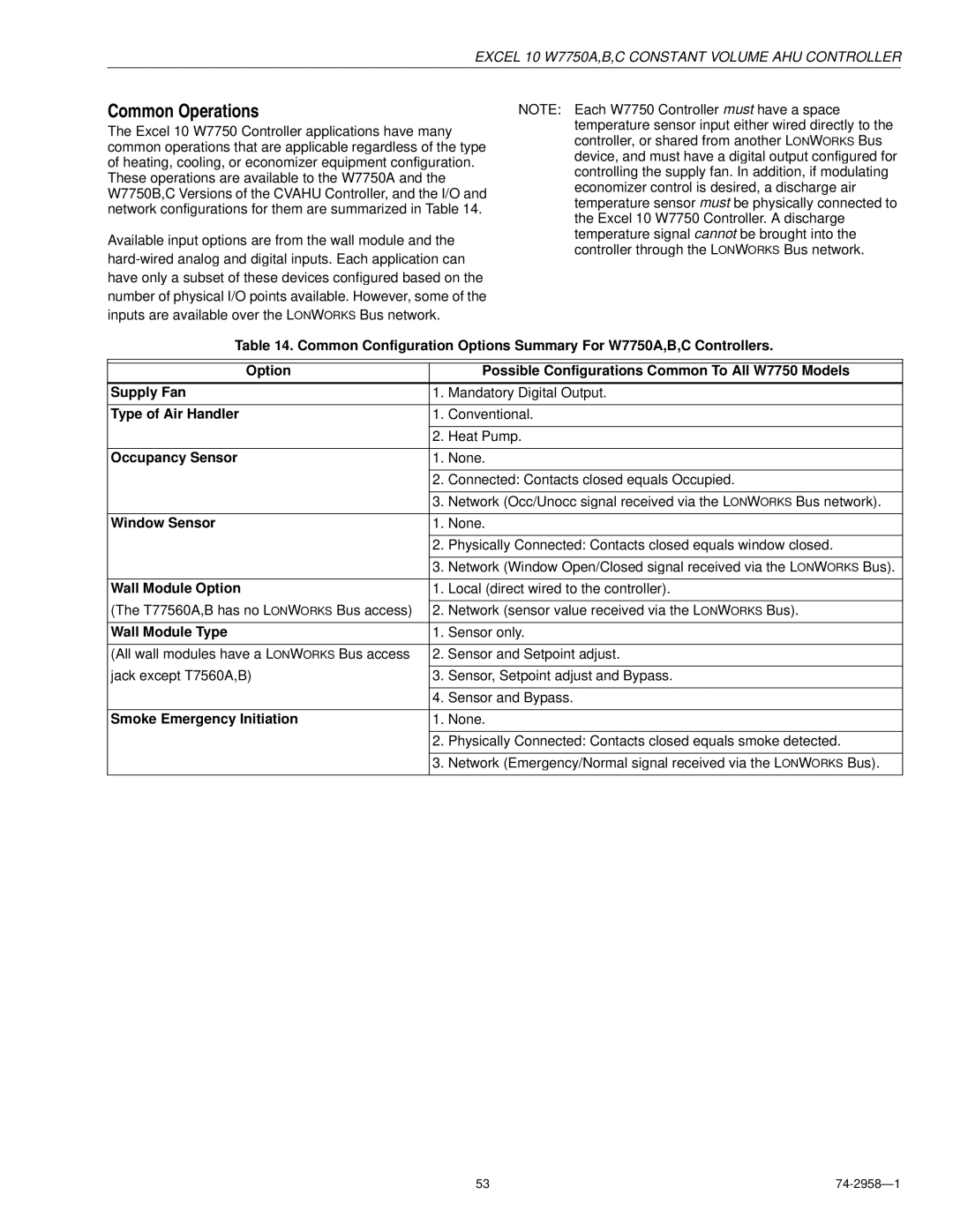 Honeywell W7750A specifications Common Operations 