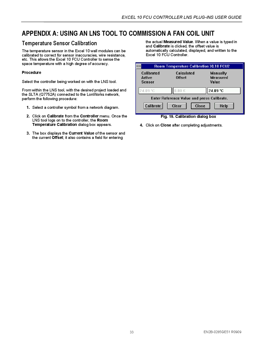 Honeywell W7752D specifications Temperature Sensor Calibration, Procedure 