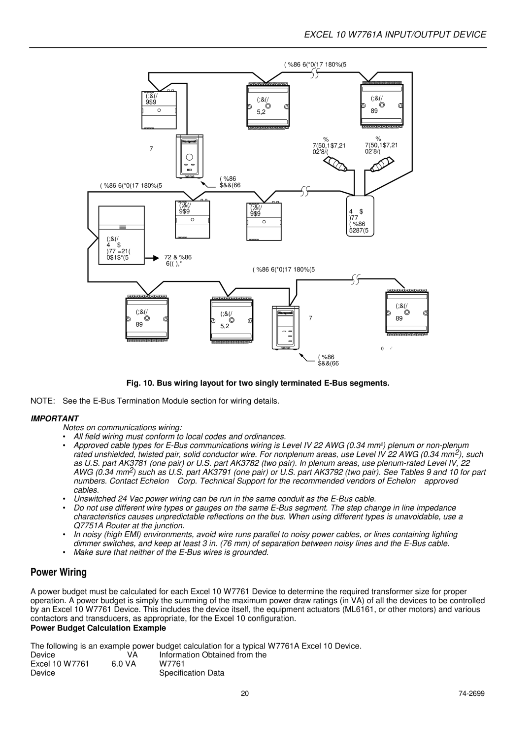 Honeywell W7761A specifications Power Wiring, Power Budget Calculation Example 