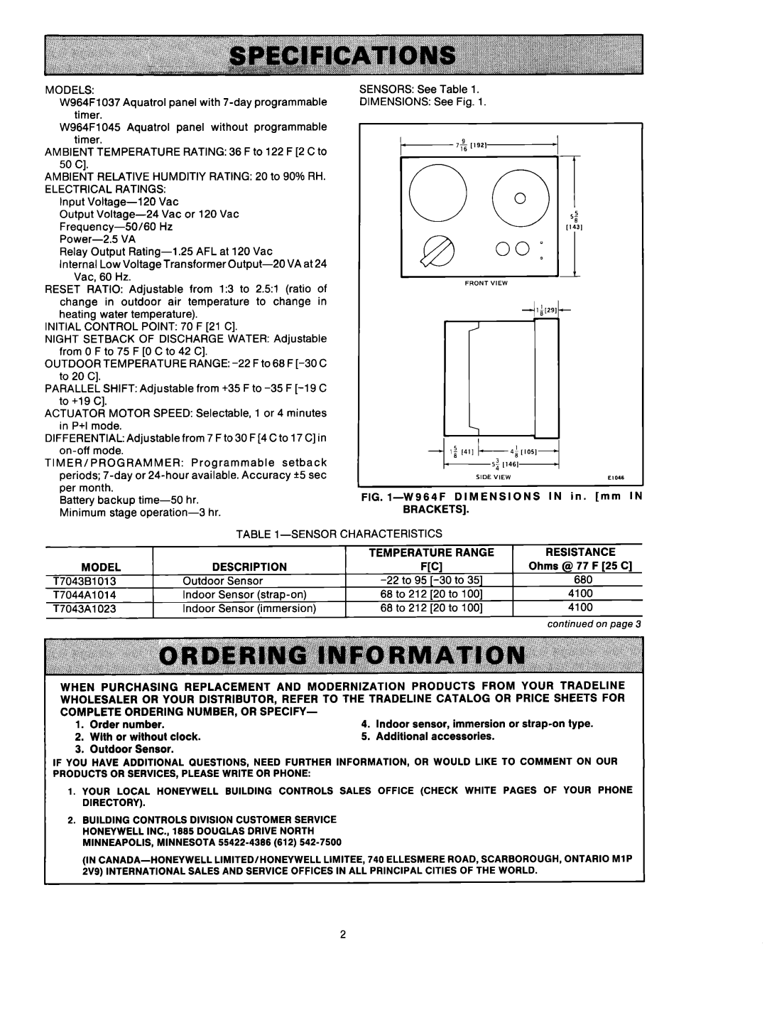 Honeywell w964f manual 