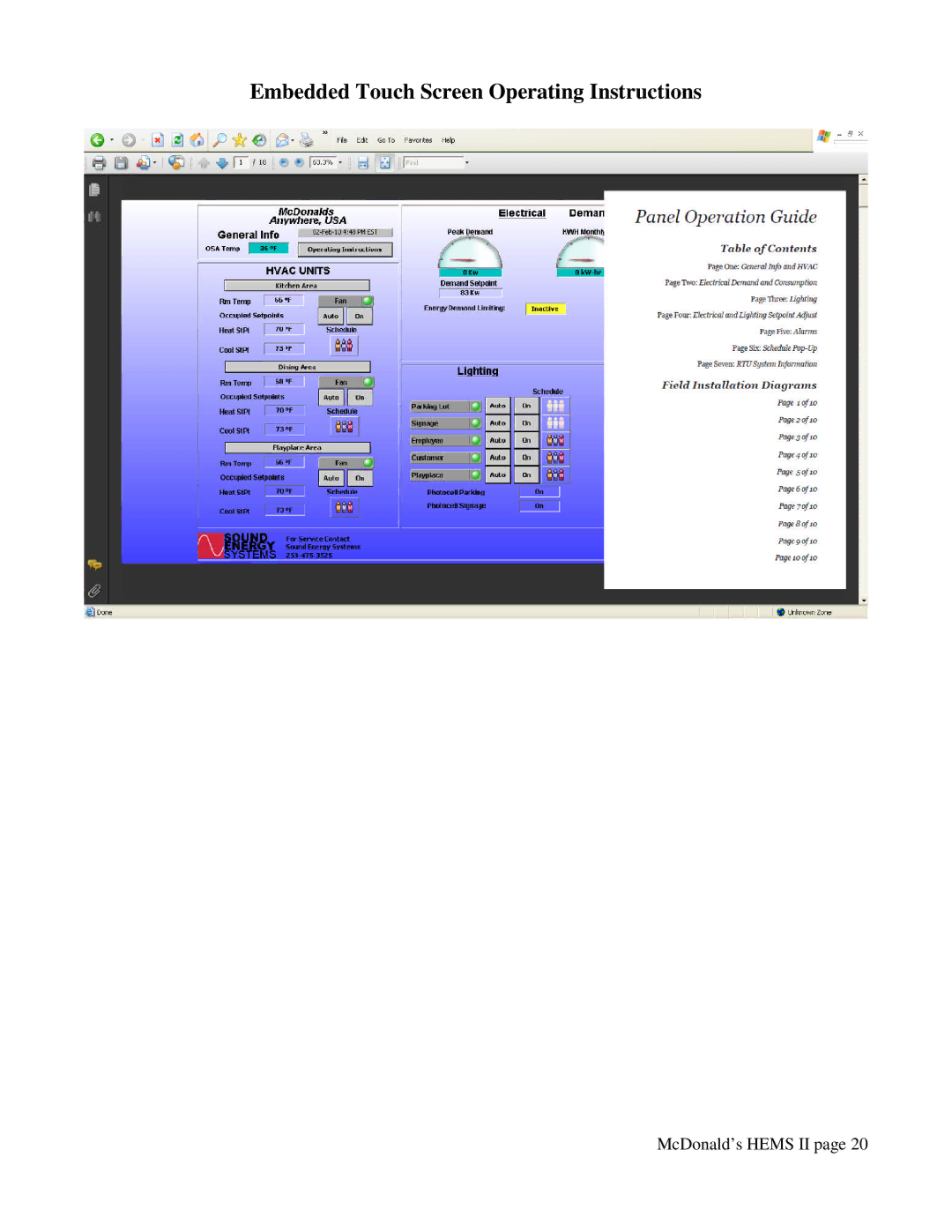 Honeywell WEB -201 manual Embedded Touch Screen Operating Instructions 