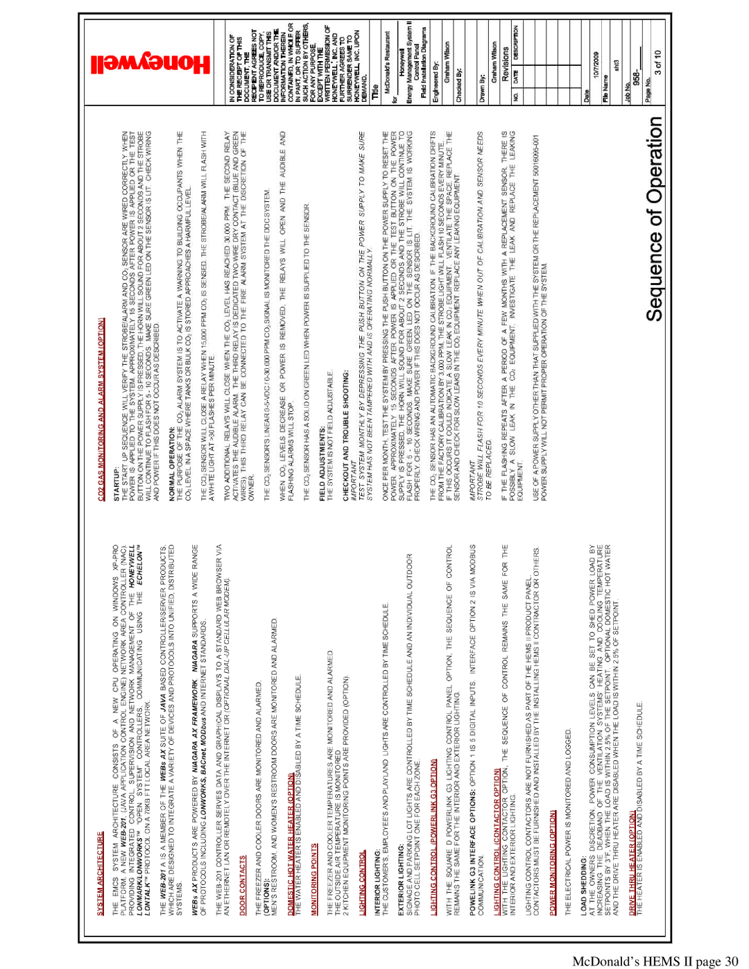 Honeywell WEB -201 manual McDonald’s Hems II 