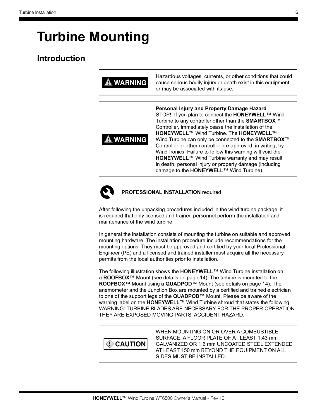 Honeywell WT6500 owner manual Introduction 