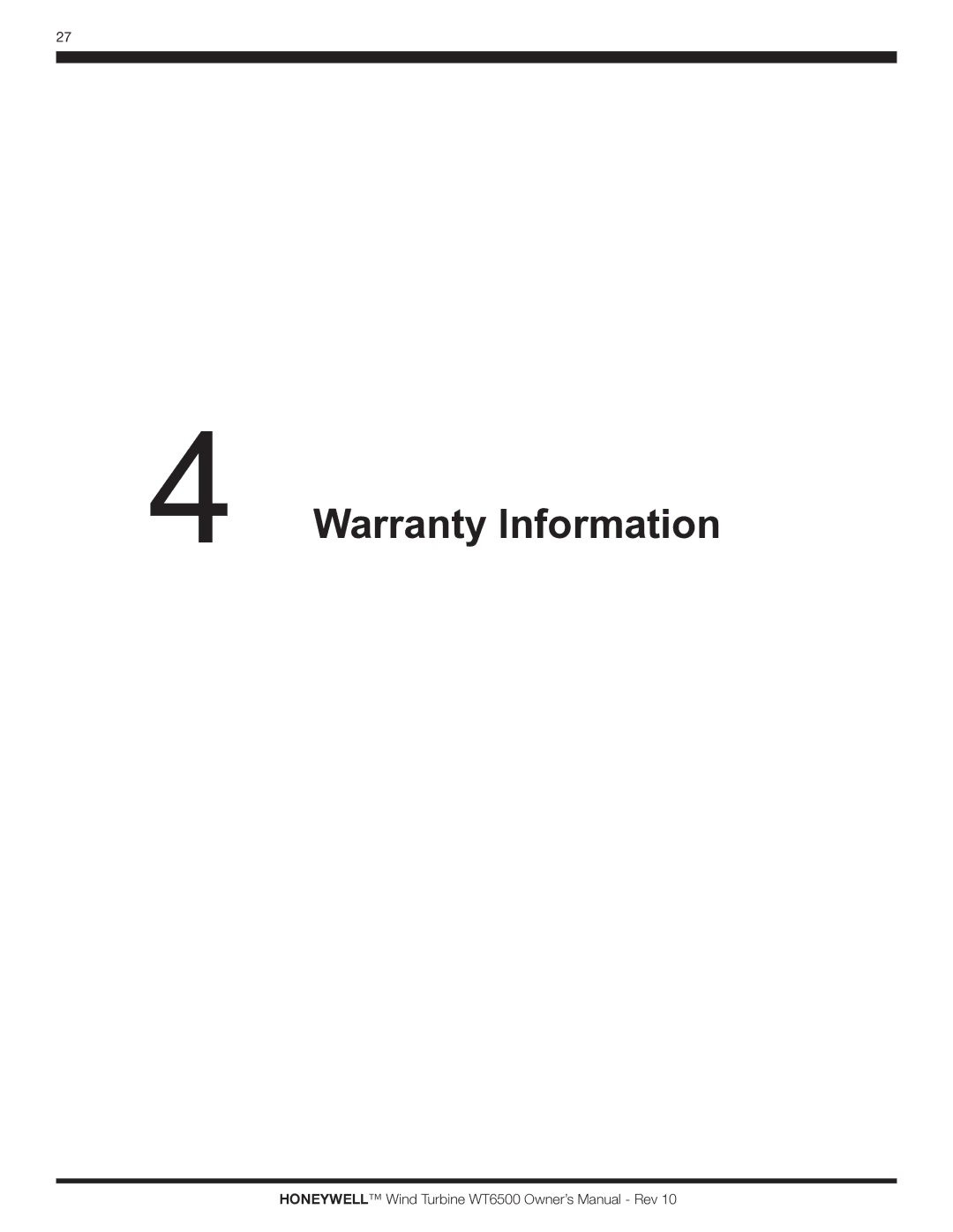 Honeywell WT6500 owner manual Warranty Information 