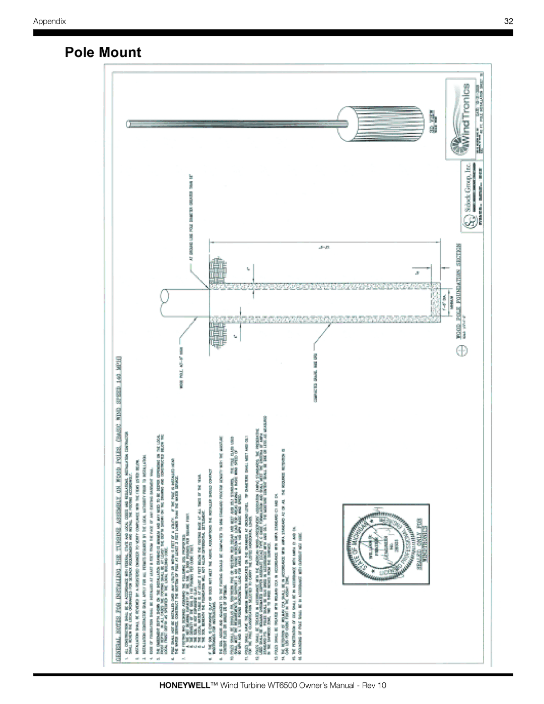 Honeywell WT6500 owner manual Pole Mount 