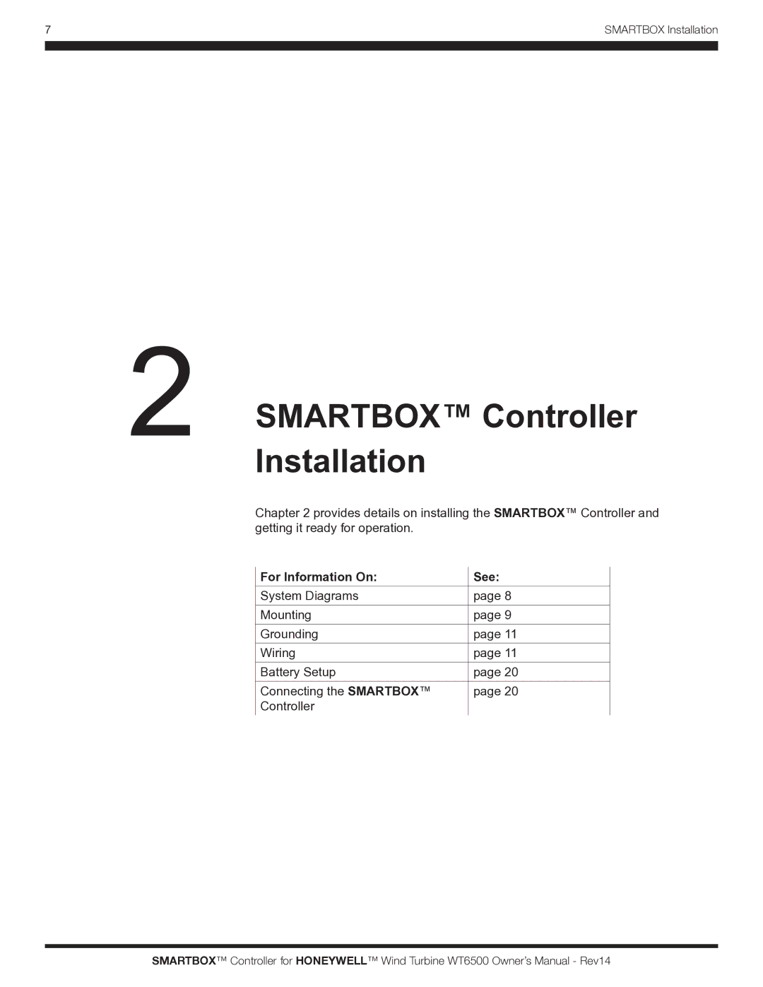 Honeywell WT6500 owner manual Smartbox Controller, Installation 