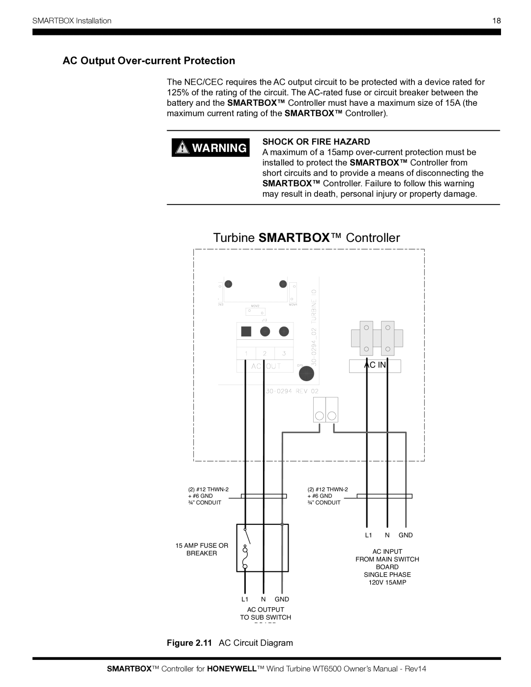 Honeywell WT6500 owner manual Turbine Smartbox Controller, AC Output Over-current Protection 