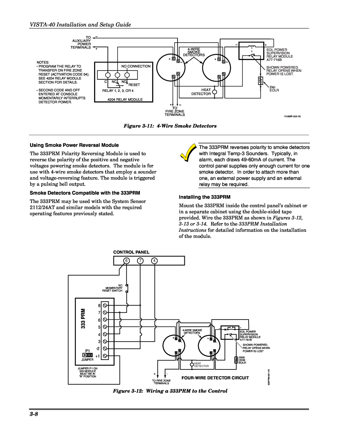 Honeywell ZyAIR G-3000 VISTA-40InstallationTOand Setup Guide, Using Smoke Power Reversal Module, Installing the 333PRM 