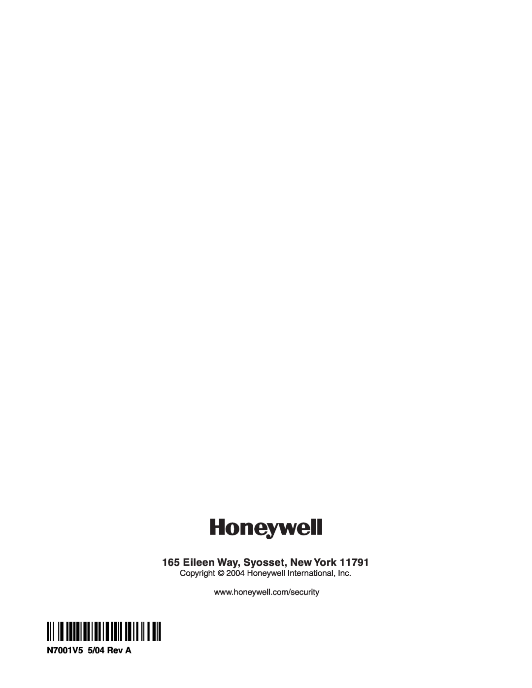 Honeywell ZyAIR G-3000, 3.5 manual Eileen Way, Syosset, New York, ¬19+l, N7001V5 5/04 Rev A 