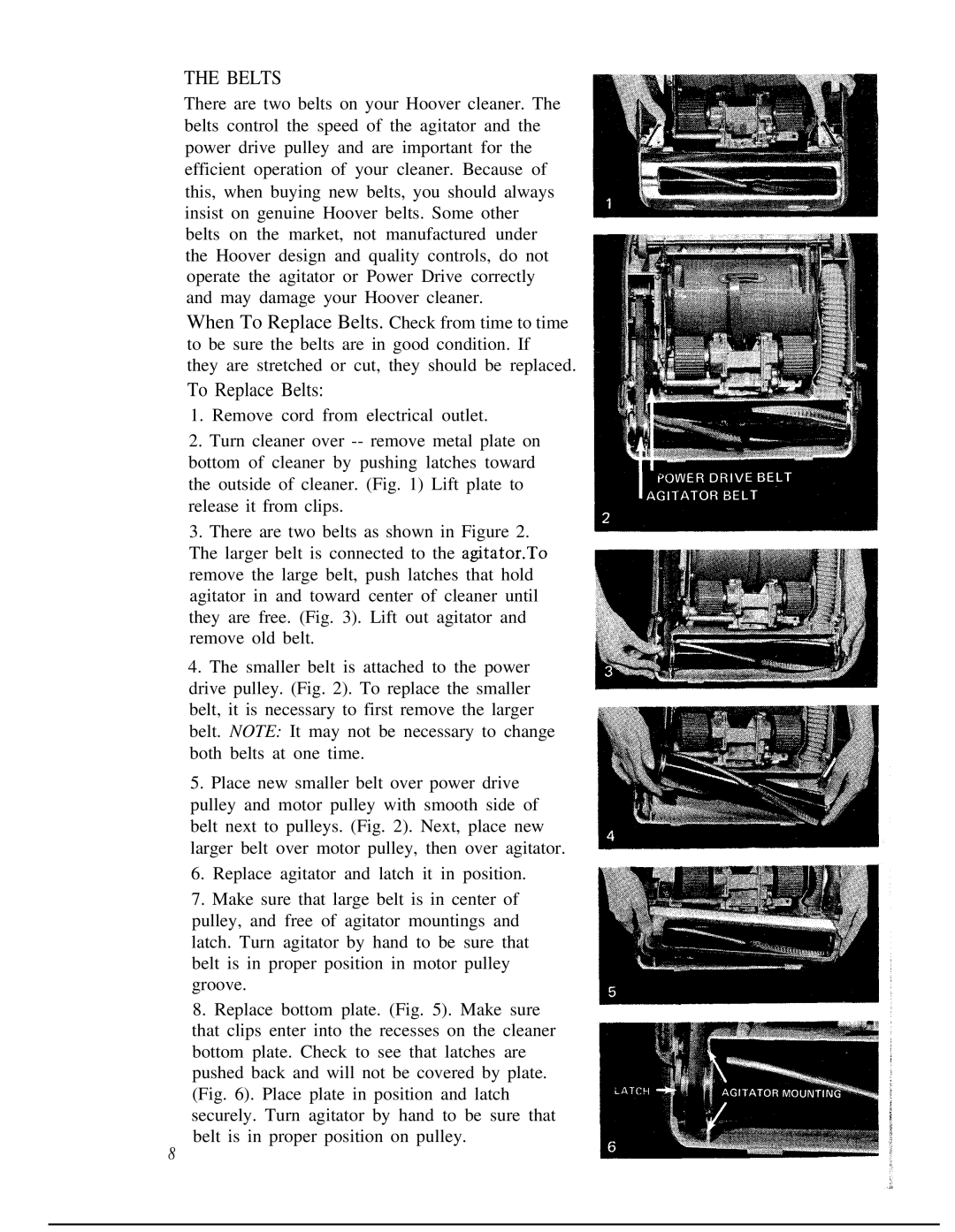 Hoover 1170 manual To Replace Belts 