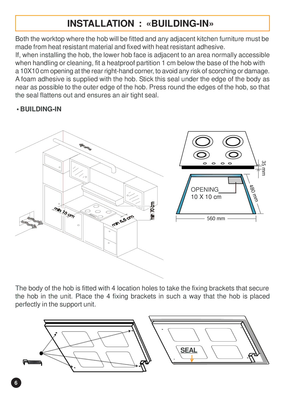 Hoover 33800318, 33800315, 33800324, 33800317, 33800316, 33800319 manual Installation «BUILDING-IN», Building-In, Seal 