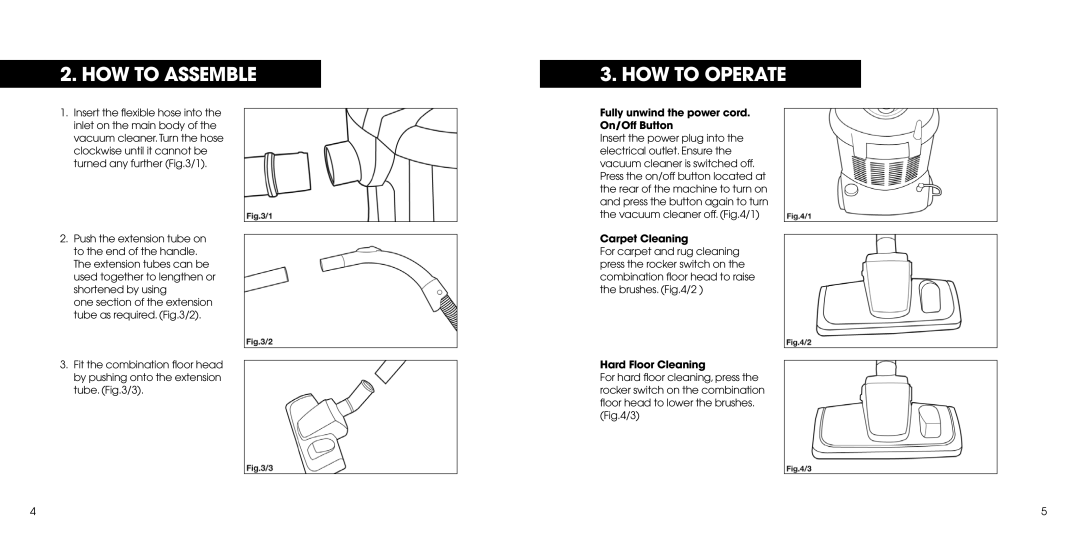 Hoover 4080 manual HOW to Assemble, HOW to Operate, Fully unwind the power cord. On/Off Button, Carpet Cleaning 