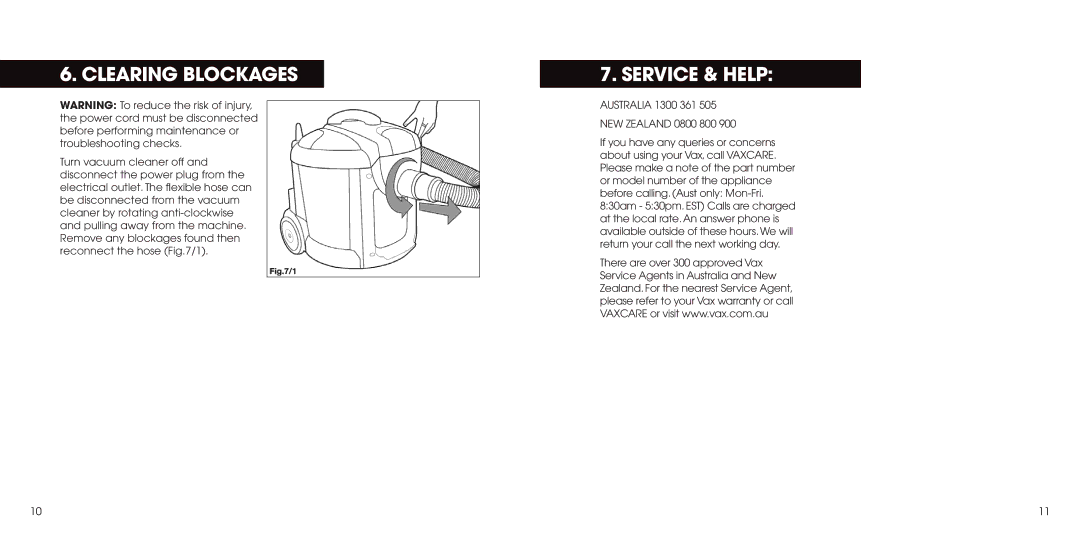 Hoover 4080 manual Clearing Blockages, Service & Help 