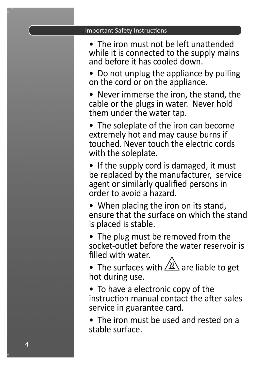 Hoover 48011051 manual Important Safety Instructions 