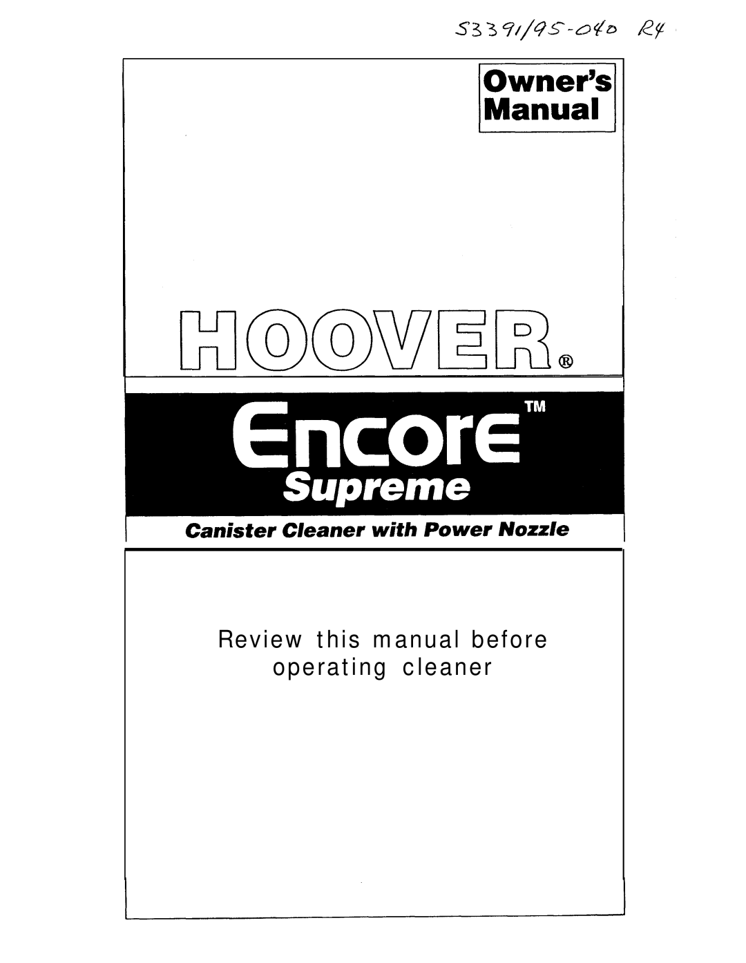 Hoover 53395, 53391 manual Review this manual before Operating cleaner 