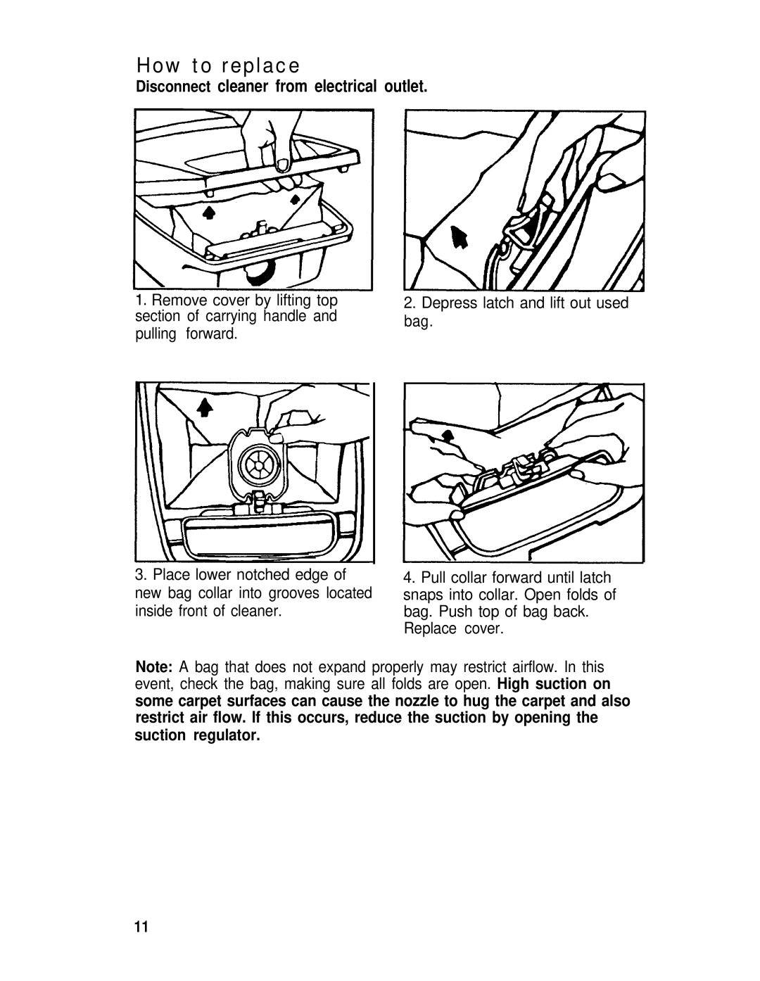 Hoover 53391, 53395 manual How to replace, Disconnect cleaner from electrical outlet 