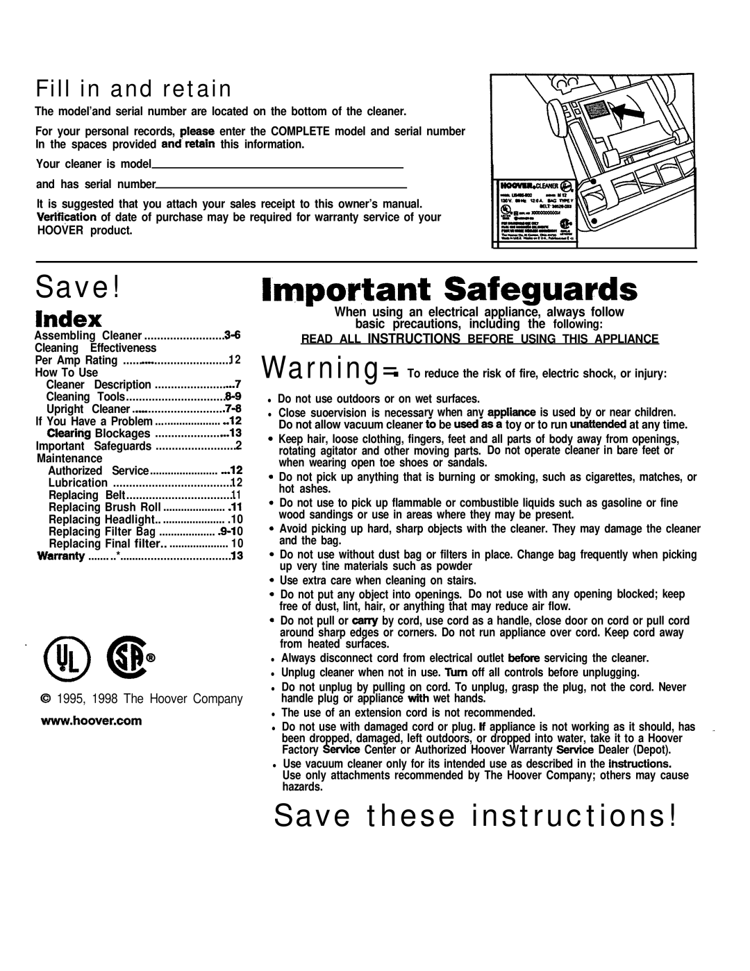 Hoover 53425 owner manual Cleaning, How To Use, Cleaner Lf You Have a Problem, Do not use outdoors or on wet surfaces 