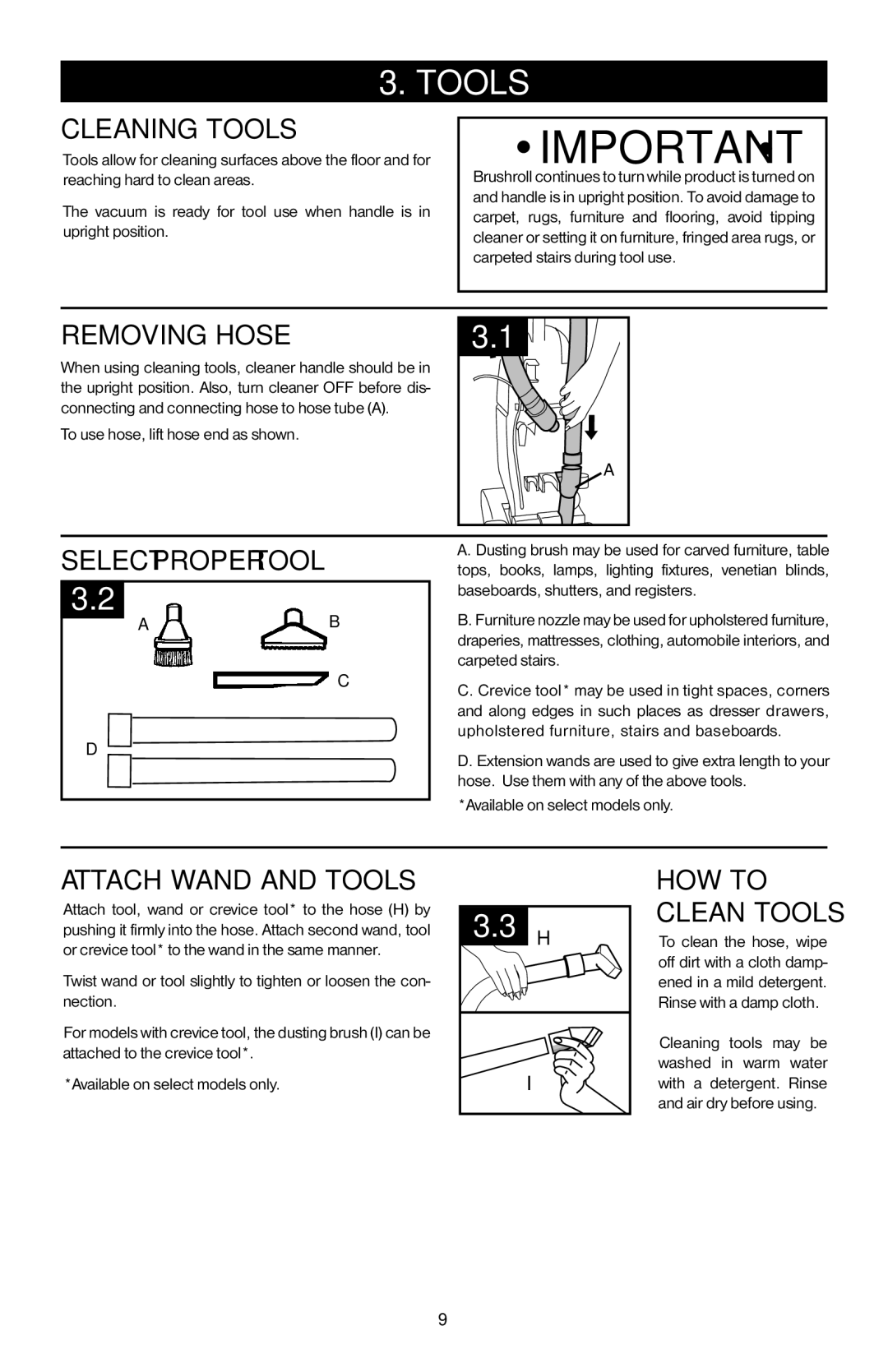 Hoover 56511A46 manual Tools 