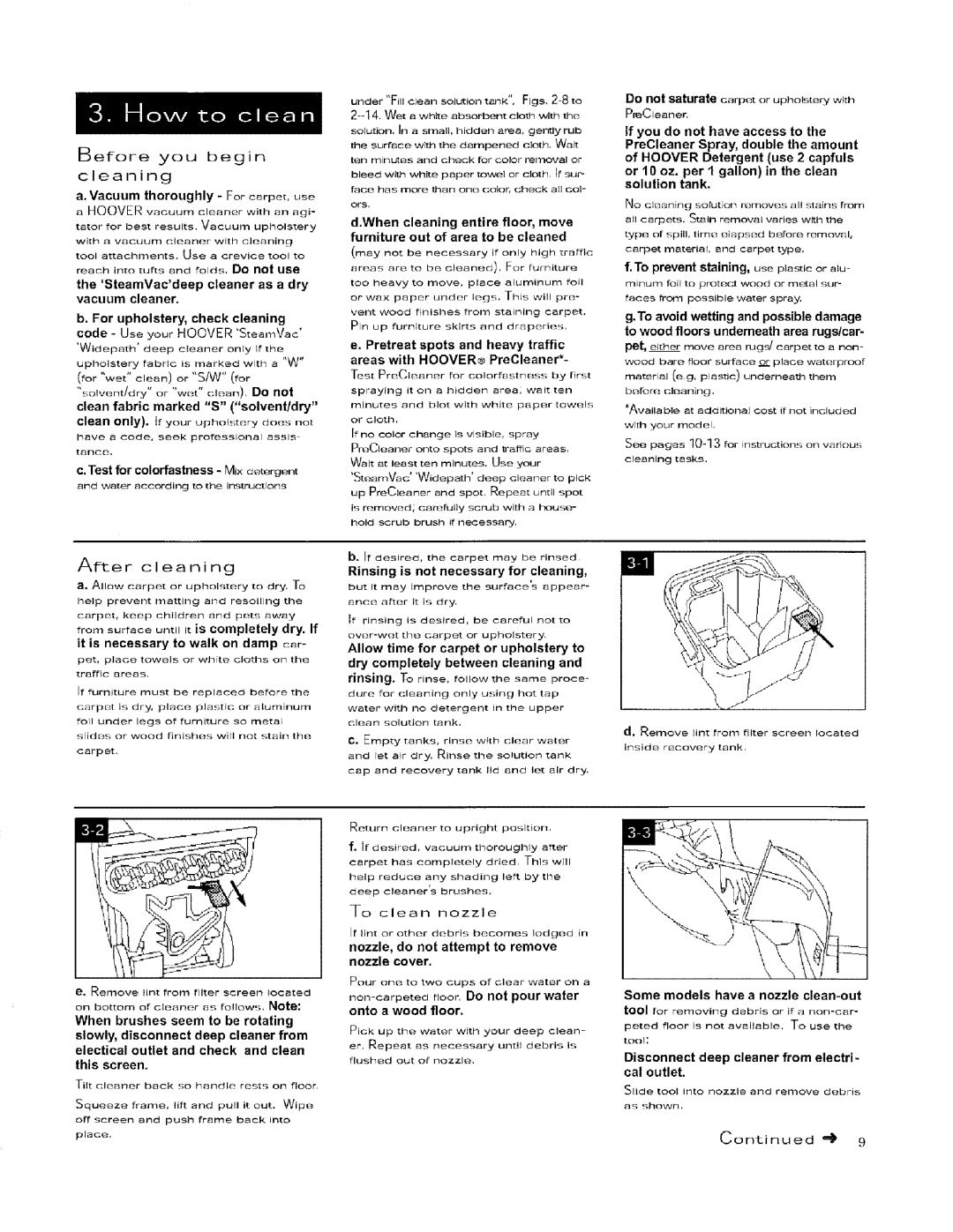 Hoover 56518114 manual For wet clen or StW for, After Cleaning 