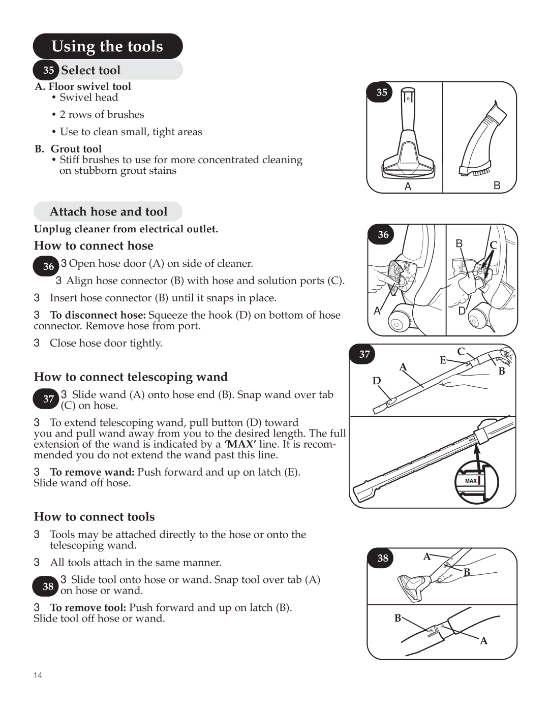 Hoover 800 manual Using the tools 