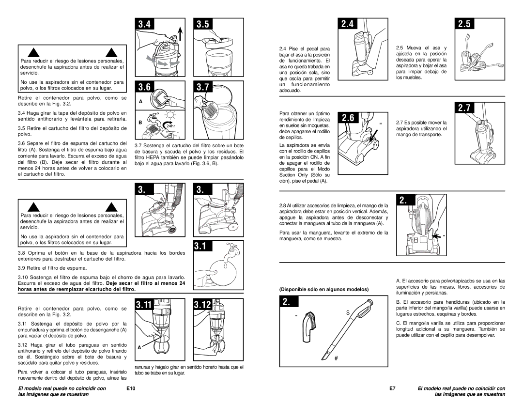 Hoover #960009657 owner manual Modo Suction only, Acesorios 