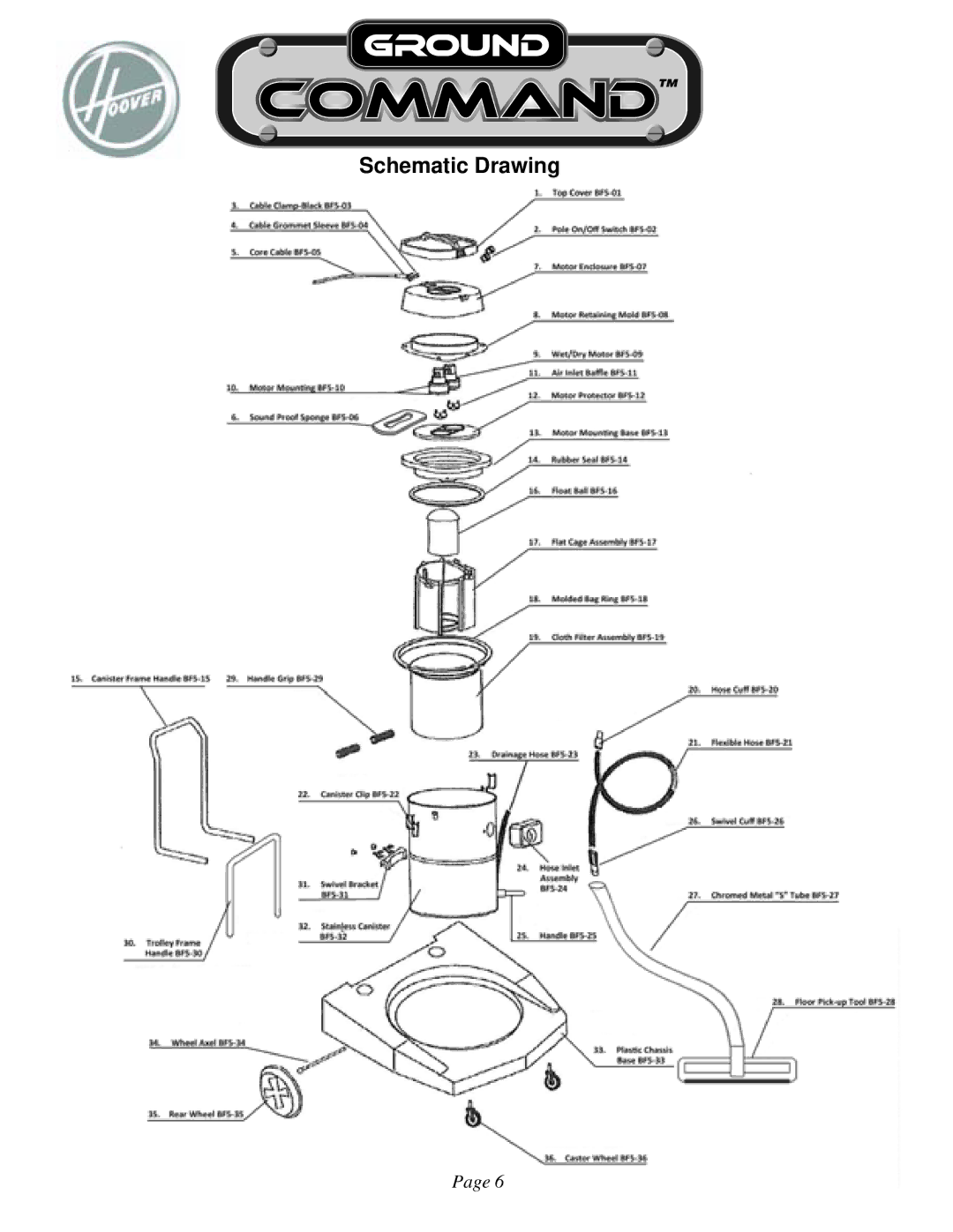 Hoover 961130020 manual Schematic Drawing 