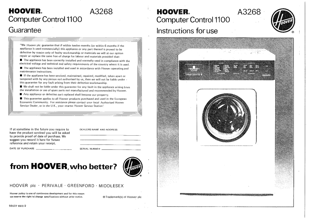 Hoover A3268 manual 